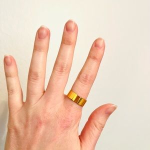Brand new! Non tarnish 6mm Gold thick band ring from Etsy. High quality!